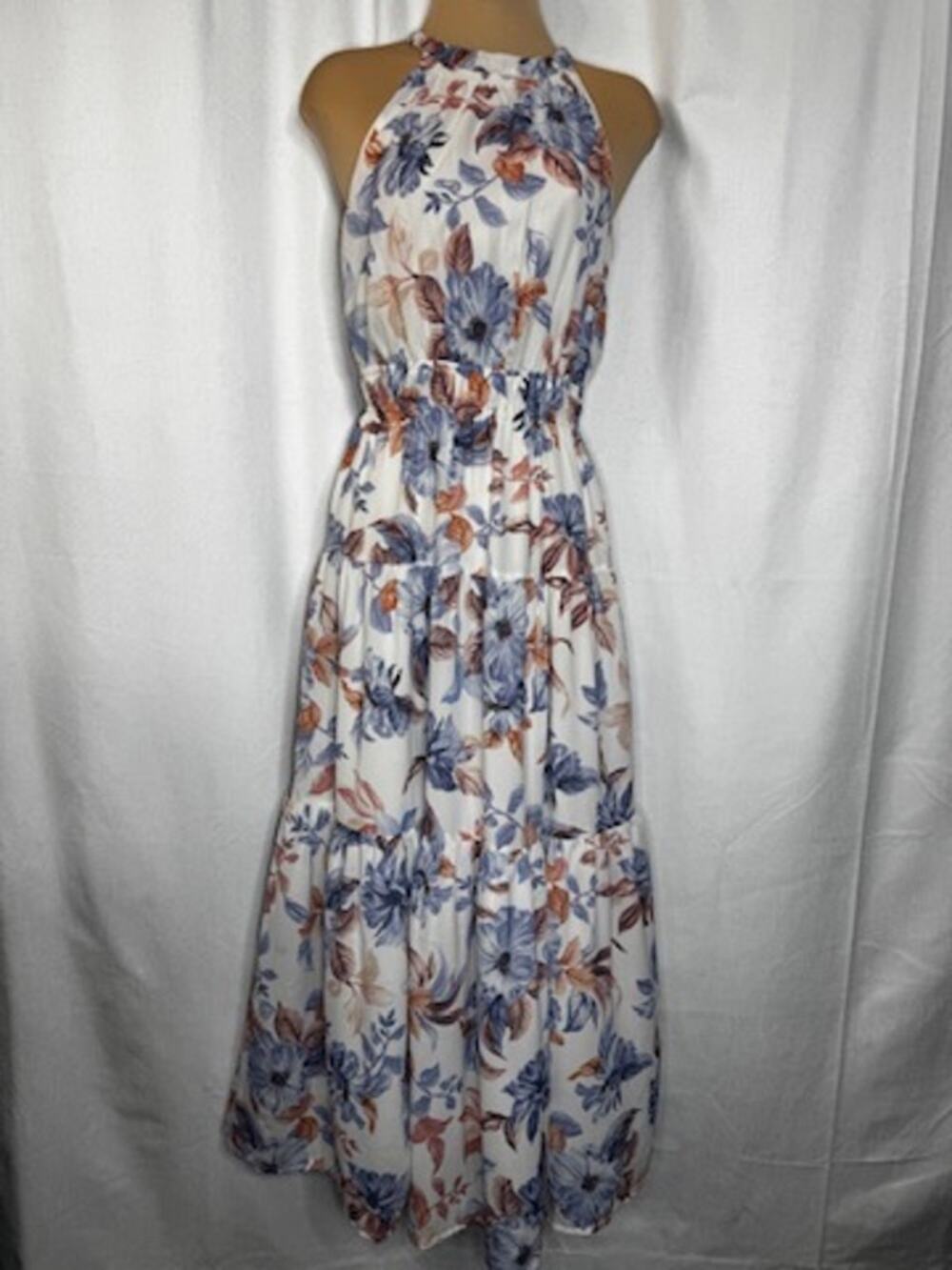 391. Japna Floral Halter Maxi Dress Size S EUC - Picture 1 of 7